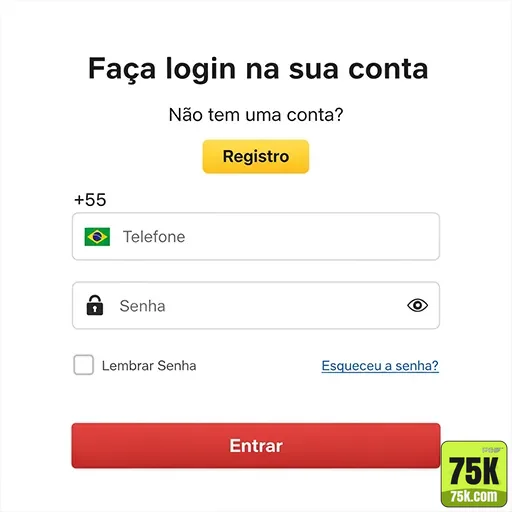 75k - login premium - Entrar na Conta